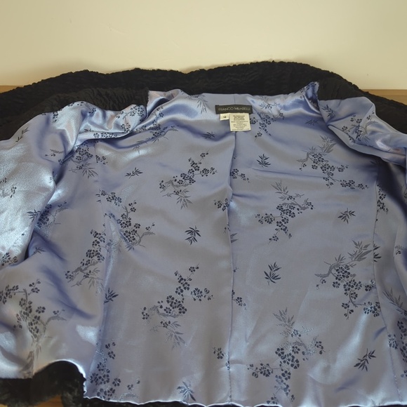 Retro Black Wool Blend Faux Persian Lambswool Short Coat Formal Dressy - Picture 12 of 15